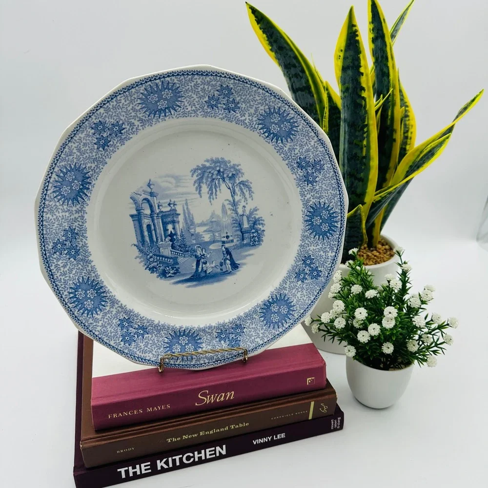 Vintage W Adams & Sons Isola Bella Light Blue White Transferware 10.5" Plate